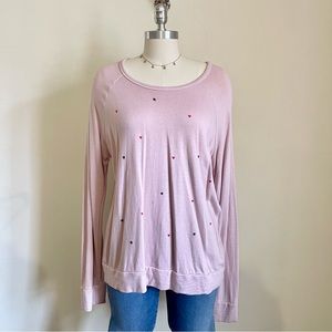 Sundry Light Pink Stars and Hearts Sweatshirt